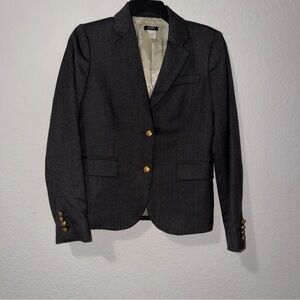 J. Crew Women’s Dark Gray Wool Blazer with Gold Buttons